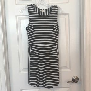 Silence + Noise Grey and White Striped Dress